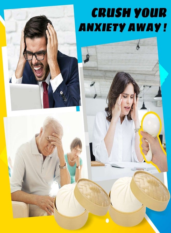 FFNIU طقم كرات ضغط على شكل زلابية 2، لعبة ضغط زلابية، خبز محشي مطبوخ على البخار، لعبة تخفيف الضغط وفك التوتر لمشروع الهالوين، خداع الناس، لعب الأطفال - Image 3